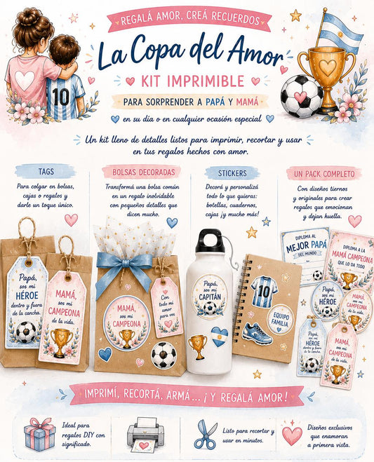 Kit imprimible-Dia del Padre/Mundialista La Copa del Amor